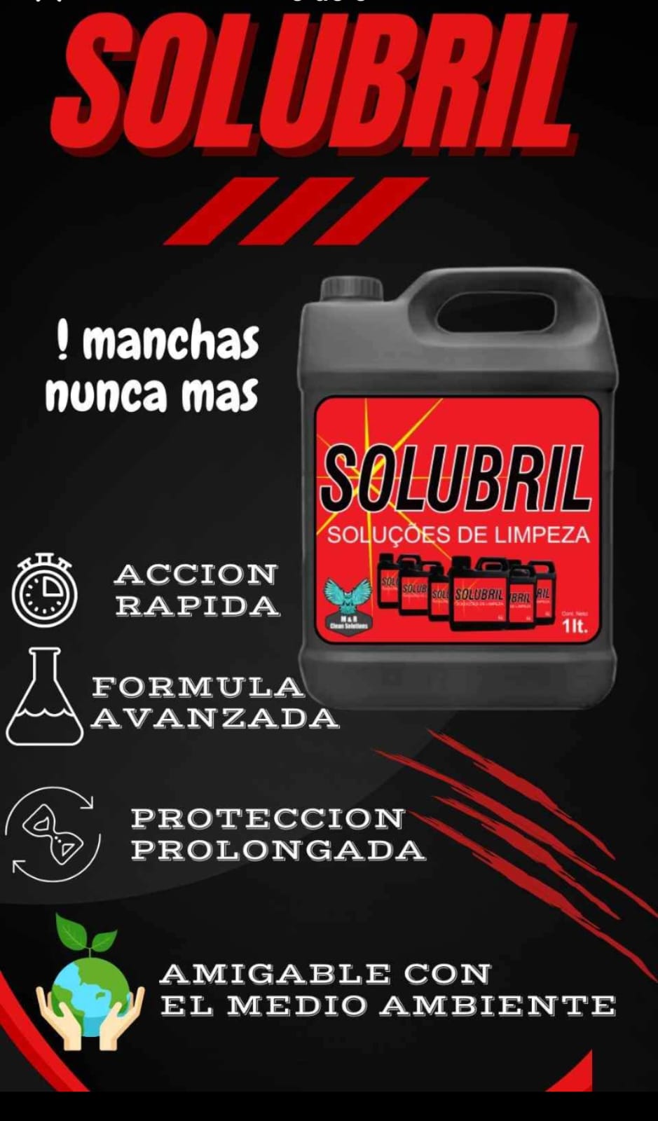 Solubril 1 litro Limpieza y desinfectante